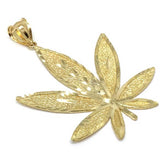 10K Yellow Gold Marijuanna Pendant MWG_018 - WORLDSTARBLING