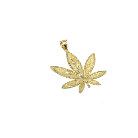 10K Yellow Gold Marijuanna Pendant MWG_018 - WORLDSTARBLING