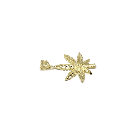 10K Yellow Gold Marijuanna Pendant MWG_019 - WORLDSTARBLING