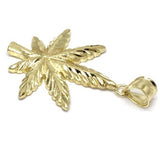 10K Yellow Gold Marijuanna Pendant MWG_019 - WORLDSTARBLING