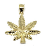 10K Yellow Gold Marijuanna Pendant MWG_019 - WORLDSTARBLING