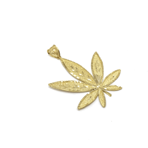 10K Yellow Gold Marijuanna Pendant MWG_020 - WORLDSTARBLING