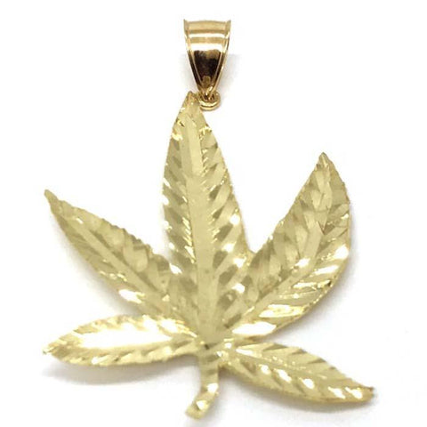10K Yellow Gold Marijuanna Pendant MWG_021 - WORLDSTARBLING