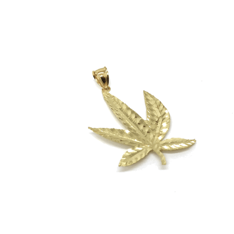 10K Yellow Gold Marijuanna Pendant MWG_021 - WORLDSTARBLING