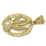 10K Yellow Gold Marijuanna Pendant MWG_022 - WORLDSTARBLING