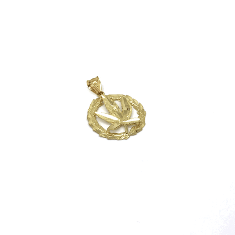 10K Yellow Gold Marijuanna Pendant MWG_022 - WORLDSTARBLING