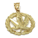 10K Yellow Gold Marijuanna Pendant MWG_022 - WORLDSTARBLING