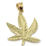 10K Yellow Gold Marijuanna Pendant MWG_023 - WORLDSTARBLING
