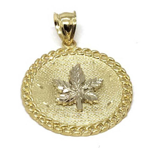 10K Yellow Gold Marijuanna Pendant MWG_024 - WORLDSTARBLING