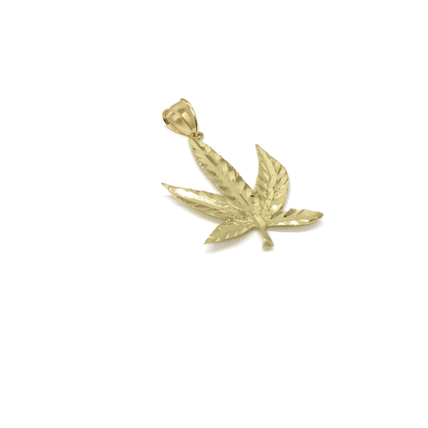 10K Yellow Gold Marijuanna Pendant MWG_025 - WORLDSTARBLING