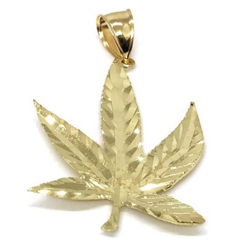 10K Yellow Gold Marijuanna Pendant MWG_025 - WORLDSTARBLING