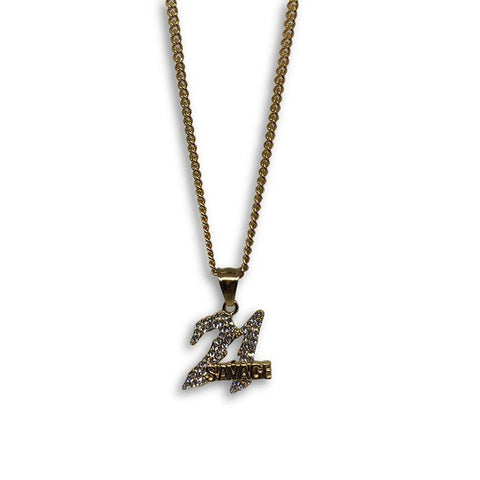 24IN 3MM CHAIN WITH SAVAGE PENDANT STL_038 - WORLDSTARBLING