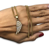 24IN 3MM ANGEL WINGS PENDANT WITH CHAIN STL_041 - WORLDSTARBLING