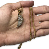 24IN 3MM ANGEL WINGS PENDANT WITH CHAIN STL_041 - WORLDSTARBLING