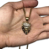 24IN 3MM LION PENDANT WITH CHAIN STL_042 - WORLDSTARBLING