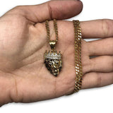 24IN 3MM LION PENDANT WITH CHAIN STL_042 - WORLDSTARBLING