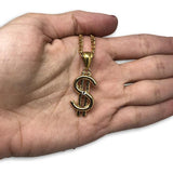 24IN 3MM CHAIN WITH DOLLAR SIGN PENDANT STL_044 - WORLDSTARBLING