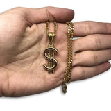 24IN 3MM CHAIN WITH DOLLAR SIGN PENDANT STL_044 - WORLDSTARBLING