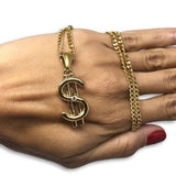 24IN 3MM CHAIN WITH DOLLAR SIGN PENDANT STL_044 - WORLDSTARBLING