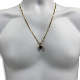 24IN 3MM CHAIN WITH ROUND VERSACE RUBY PENDANT STL_045 - WORLDSTARBLING
