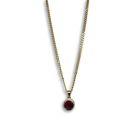 24IN 3MM CHAIN WITH ROUND VERSACE RUBY PENDANT STL_045 - WORLDSTARBLING
