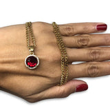 24IN 3MM CHAIN WITH ROUND VERSACE RUBY PENDANT STL_045 - WORLDSTARBLING
