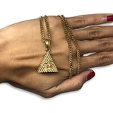 24IN 3MM CHAIN WITH PYRAMID RUBY PENDANT STL_046 - WORLDSTARBLING