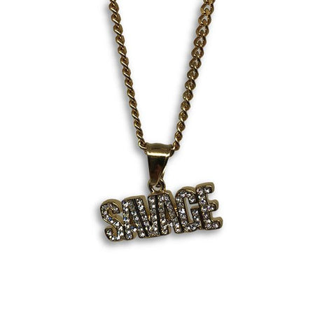 24IN 3MM CHAIN WITH SAVAGE PENDANT STL_047 - WORLDSTARBLING