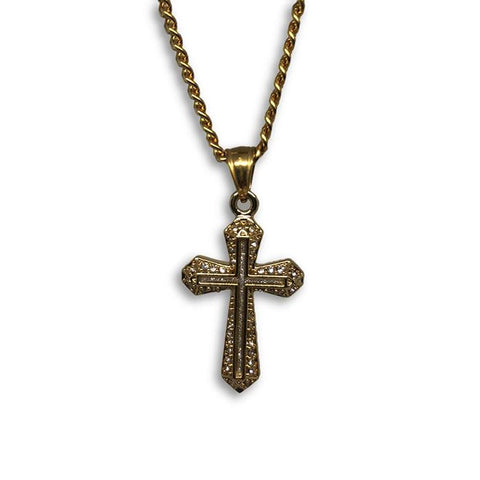 24IN 3MM CHAIN WITH CROSS PENDANT STL_049 - WORLDSTARBLING