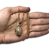 24IN 3MM GRENADE PENDANT WITH CHAIN STL_052 - WORLDSTARBLING