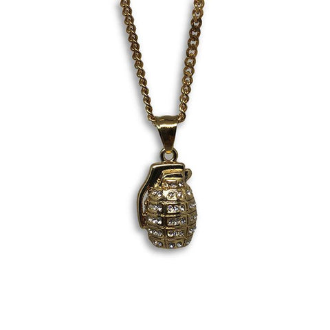 24IN 3MM GRENADE PENDANT WITH CHAIN STL_052 - WORLDSTARBLING