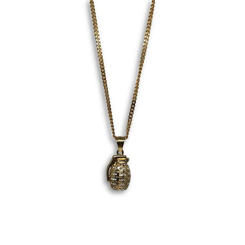 24IN 3MM GRENADE PENDANT WITH CHAIN STL_052 - WORLDSTARBLING