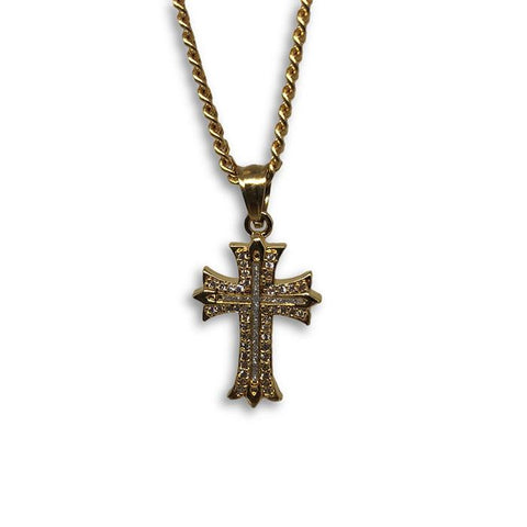 24IN 3MM CHAIN WITH CROSS PENDANT STL_053 - WORLDSTARBLING
