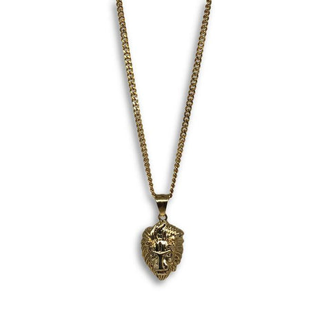 24IN 3MM LION PENDANT WITH CHAIN STL_055 - WORLDSTARBLING
