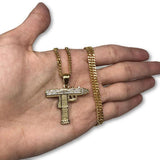 24IN 3MM GUN PENDANT WITH CHAIN STL_058 - WORLDSTARBLING