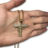 24IN 3MM GUN PENDANT WITH CHAIN STL_058 - WORLDSTARBLING