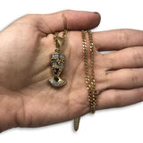 24IN 3MM CHAIN WITH PHARAOH PENDANT STL_060 - WORLDSTARBLING