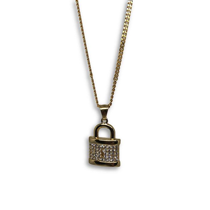 24IN 3MM CHAIN WITH LOCK PENDANT STL_061 - WORLDSTARBLING