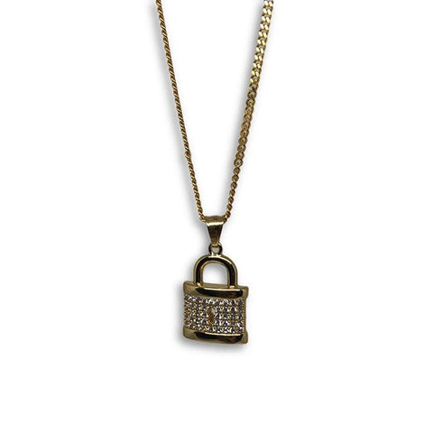 24IN 3MM CHAIN WITH LOCK PENDANT STL_061 - WORLDSTARBLING