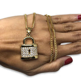 24IN 3MM CHAIN WITH LOCK PENDANT STL_061 - WORLDSTARBLING