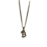 24IN 3MM CHAIN WITH CROWN & B EMOJI PENDANT STL_062 - WORLDSTARBLING