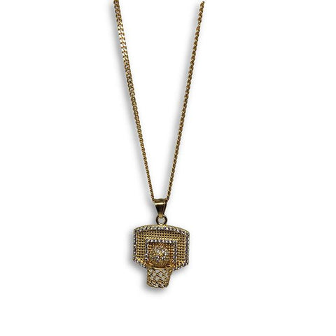 24IN 3MM CHAIN WITH BASKETHOOP PENDANT STL_066 - WORLDSTARBLING