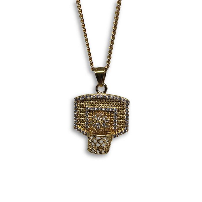 24IN 3MM CHAIN WITH BASKETHOOP PENDANT STL_066 - WORLDSTARBLING
