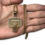 24IN 3MM CHAIN WITH BASKETHOOP PENDANT STL_066 - WORLDSTARBLING