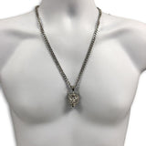 24IN 6MM WHITE STERLING STEEL CHAIN WITH LION CROWN PENDANT STL_067 - WORLDSTARBLING