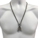 24IN 6MM WHITE STERLING STEEL CHAIN WITH PLUG PENDANT STL_068 - WORLDSTARBLING