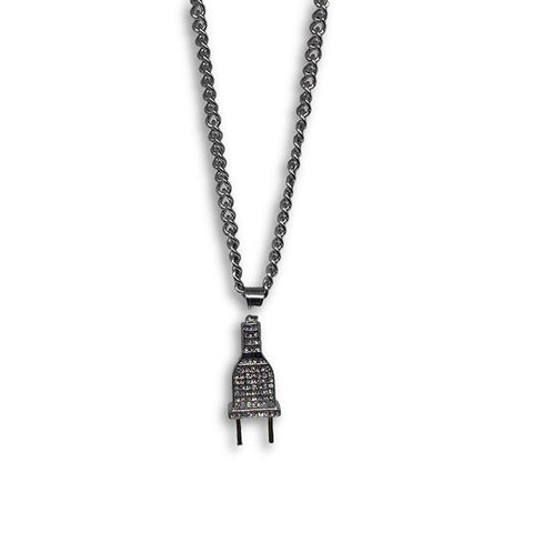 24IN 6MM WHITE STERLING STEEL CHAIN WITH PLUG PENDANT STL_068 - WORLDSTARBLING