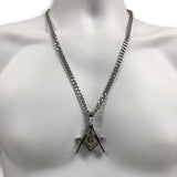24IN 6MM WHITE STERLING STEEL CHAIN WITH MASON PENDANT STL_069 - WORLDSTARBLING