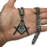 24IN 6MM WHITE STERLING STEEL CHAIN WITH MASON PENDANT STL_069 - WORLDSTARBLING