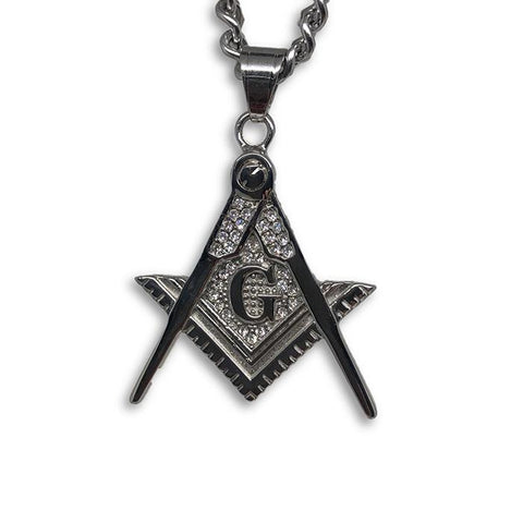 24IN 6MM WHITE STERLING STEEL CHAIN WITH MASON PENDANT STL_069 - WORLDSTARBLING